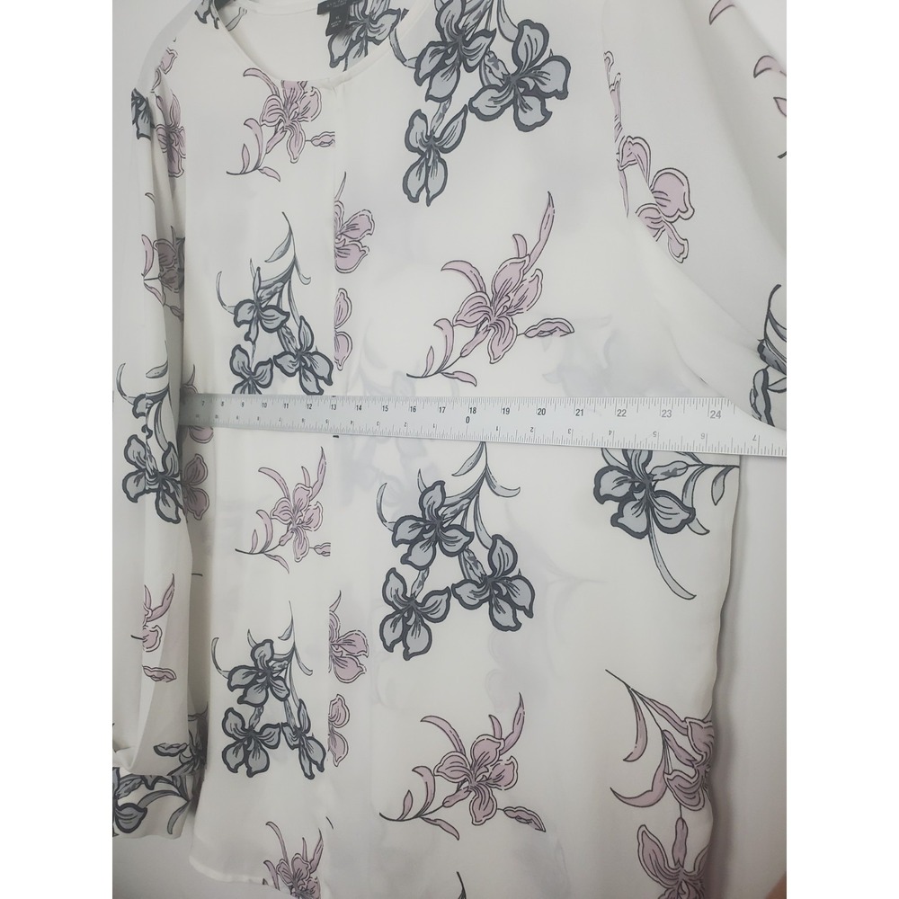 Ann Taylor Factori Siz XL Womens Floral Long Sleeve Lightweight Flowy Top Blouse - Picture 3 of 10